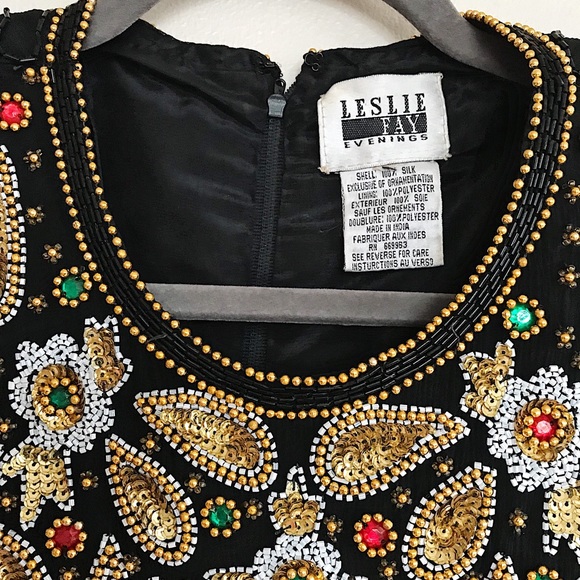 Vintage Beaded Silk Cocktail Dress - Picture 6 of 6